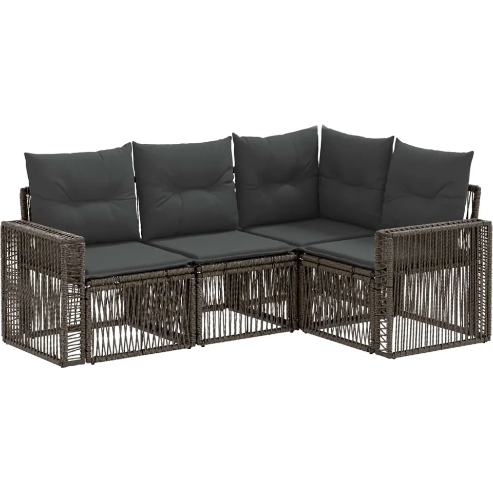 vidaXL Tuinbankenset 4 st 4-zits Grijs en Donkergrijs poly rattan, foto 3