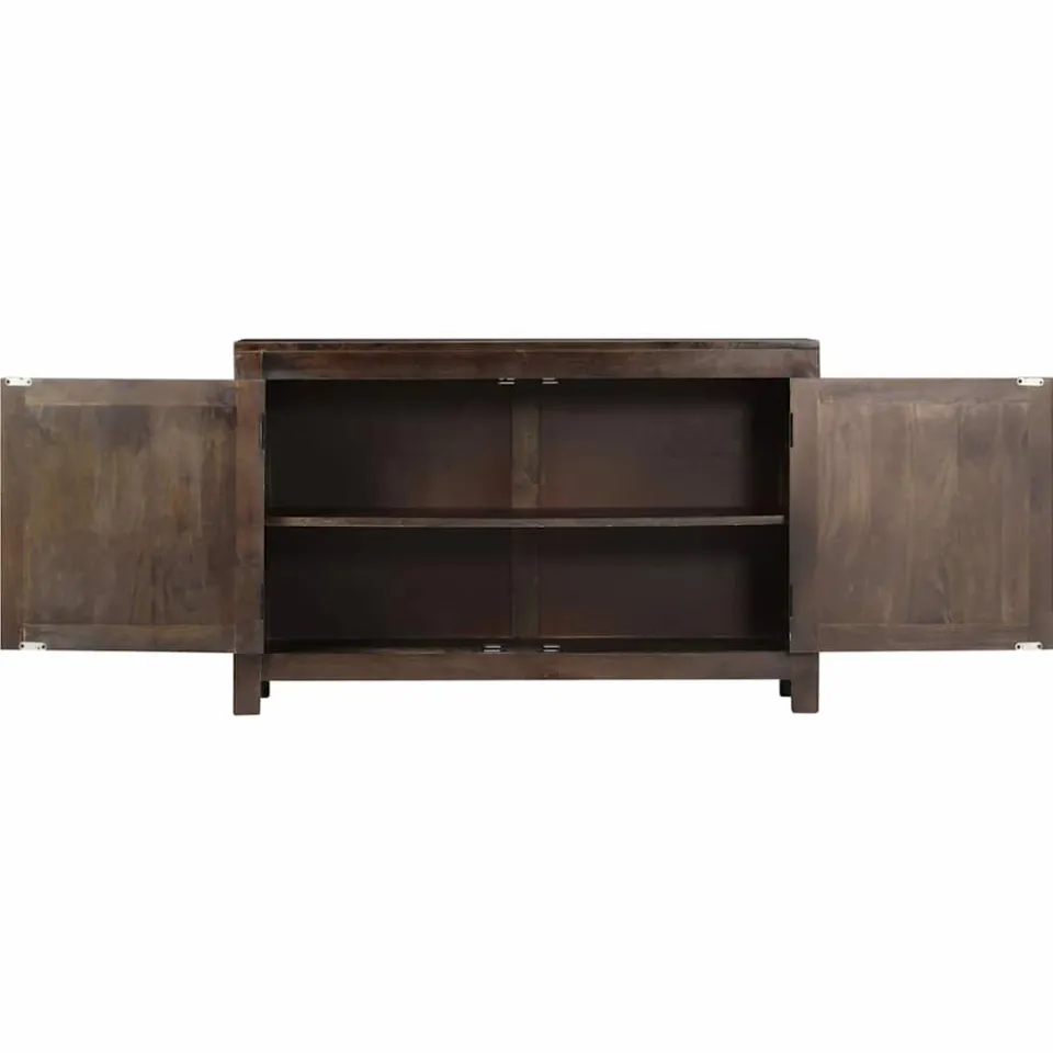 vidaXL Dressoir met gesneden ontwerp 110x35x70 cm massief mangohout bruin, foto 3