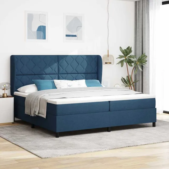 vidaXL Boxspring bed met hoofdeinde Blauw 200 x 200 cm Stof