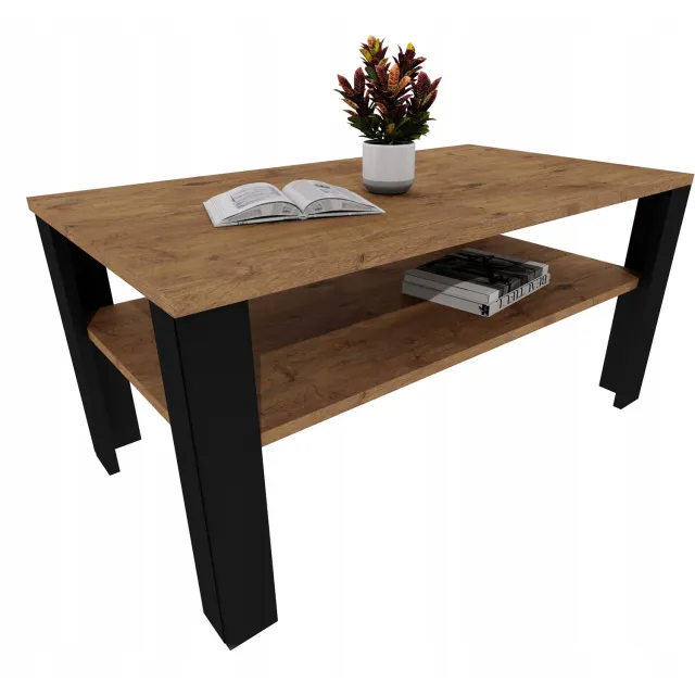 Mobelkap Salontafel Lara 96 - eikenlook, zwart, met plank