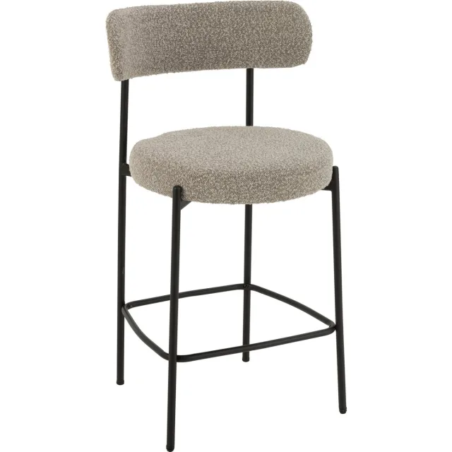 J-Line barstoel Bouclé - multiplex/polyester - grijs/zwart