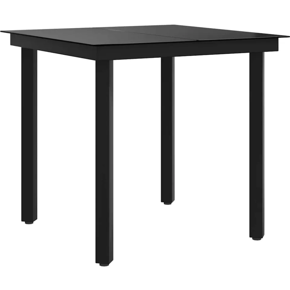 vidaXL Tuintafel 80x80x74 cm staal en glas zwart