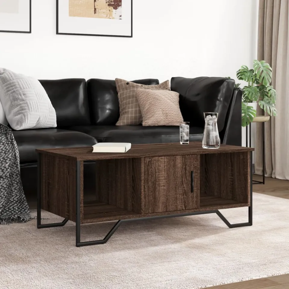 vidaXL Salontafel 100x51x40 cm bewerkt hout bruin eikenkleur, foto 3