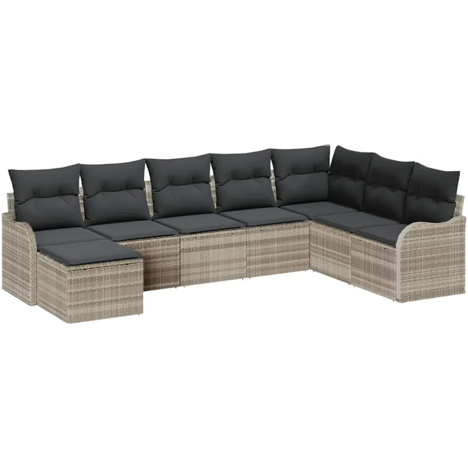 vidaXL Tuin Sofa Set 8 st Lichtgrijs poly rattan