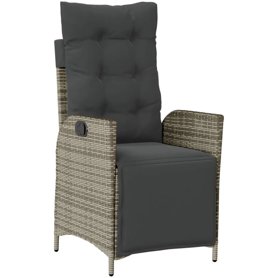 vidaXL 3-delige Tuinset met kussens poly rattan grijs, foto 3