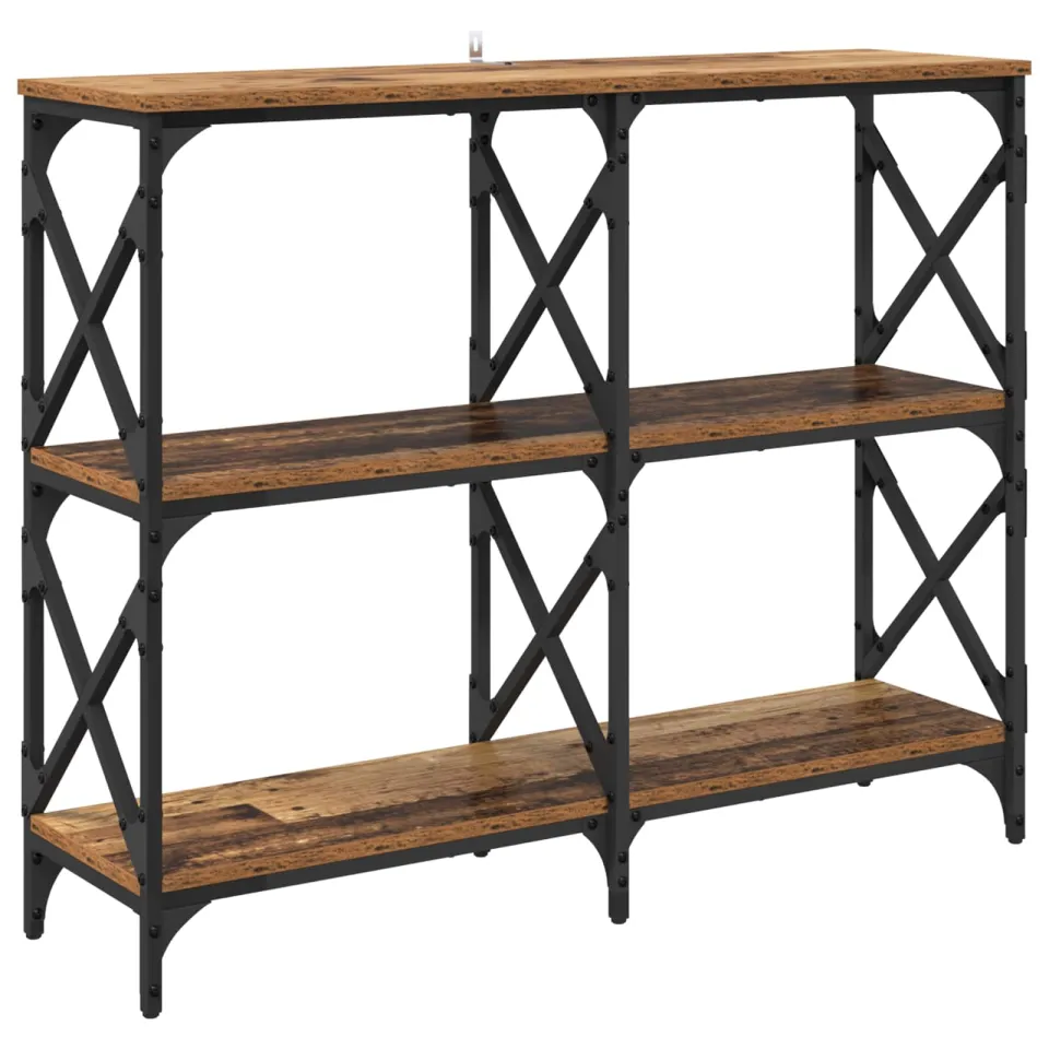 vidaXL Wandtafel Oudhout 100 x 28 x 80,5 cm Bewerkt hout bruin, foto 2