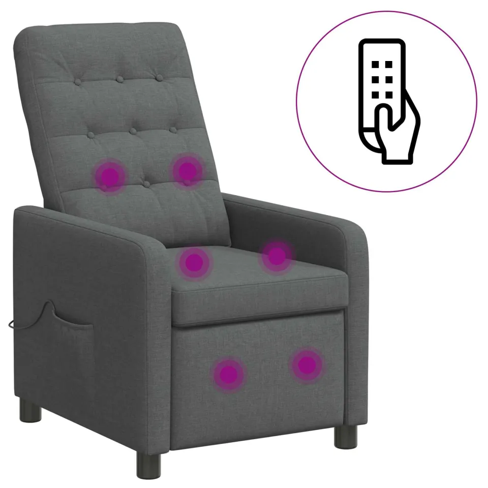 vidaXL Massage-relaxstoel Donkergrijs 65 x 93 x 102 cm Stof