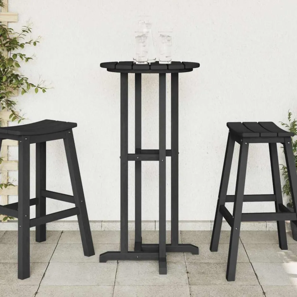 vidaXL Bartafel Zwart 55 x 55 x 107 cm Polyetheen, foto 4