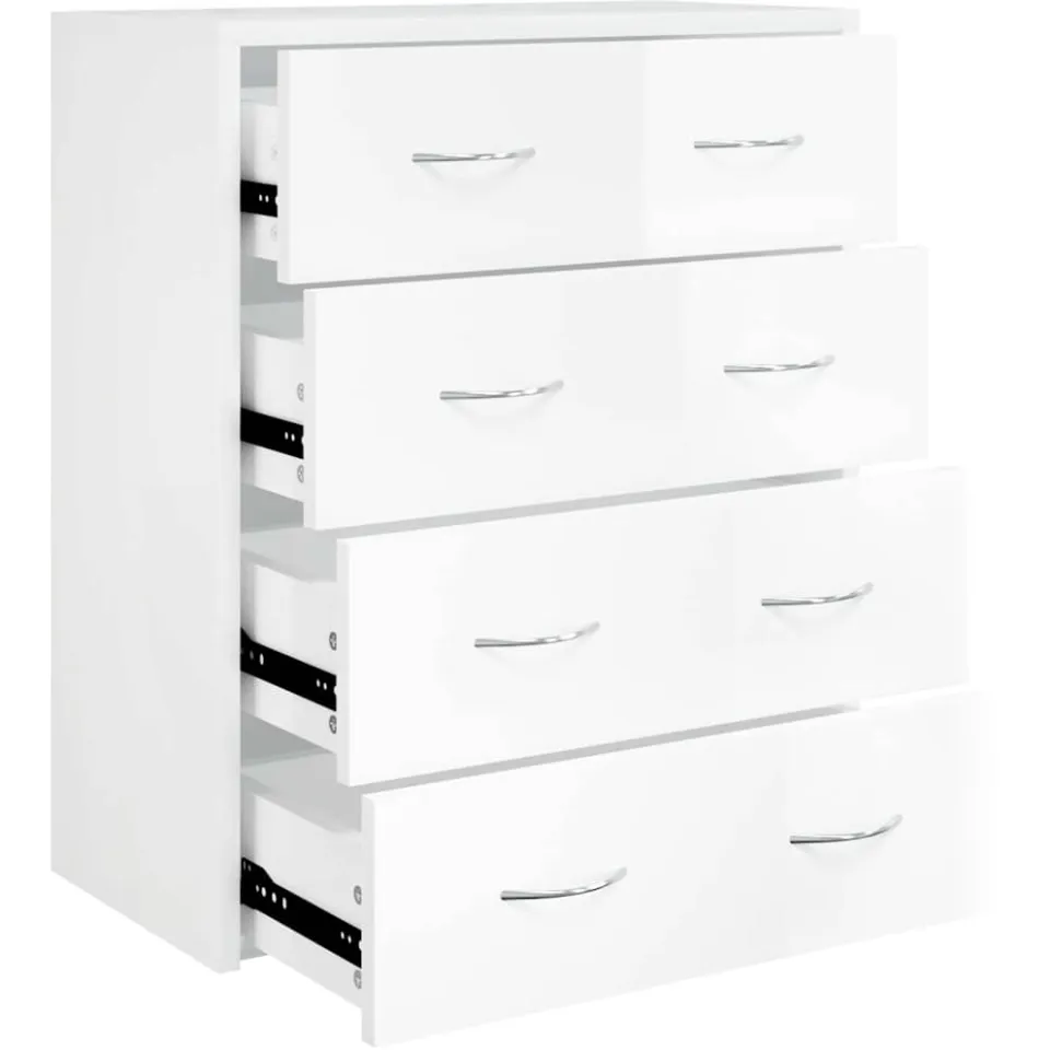 vidaXL Dressoir met 4 lades 60x30,5x71 cm hoogglans wit, foto 3