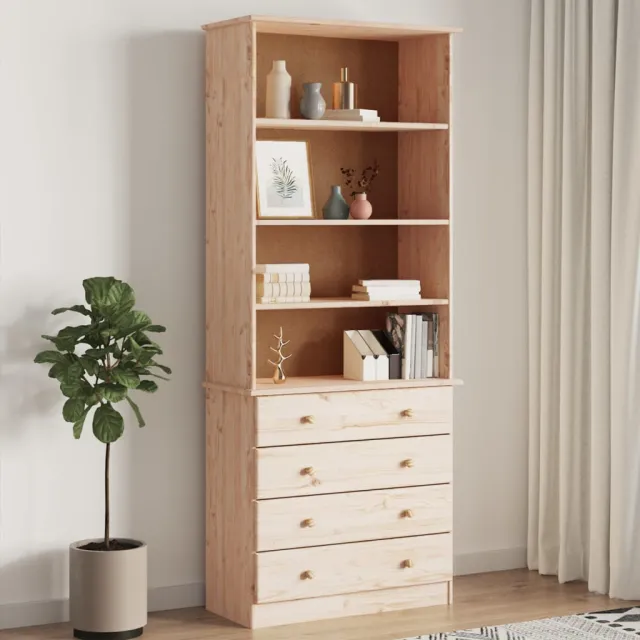 vidaXL Boekenkast met lades ALTA 77x35x186,5 cm massief grenenhout Bruin