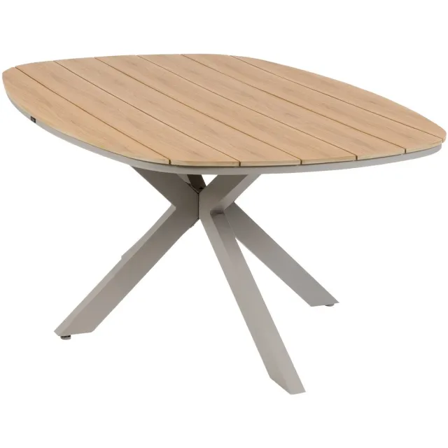 Normin Deens ovale tuintafel Cadiz 180 cm | 4 personen | Teaklook/Camel | Tecon Teak & aluminium Black, Teaklook