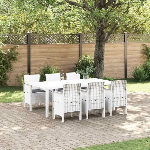 vidaXL Tuin eettafelset 7 st Wit Polypropyleen, foto 2