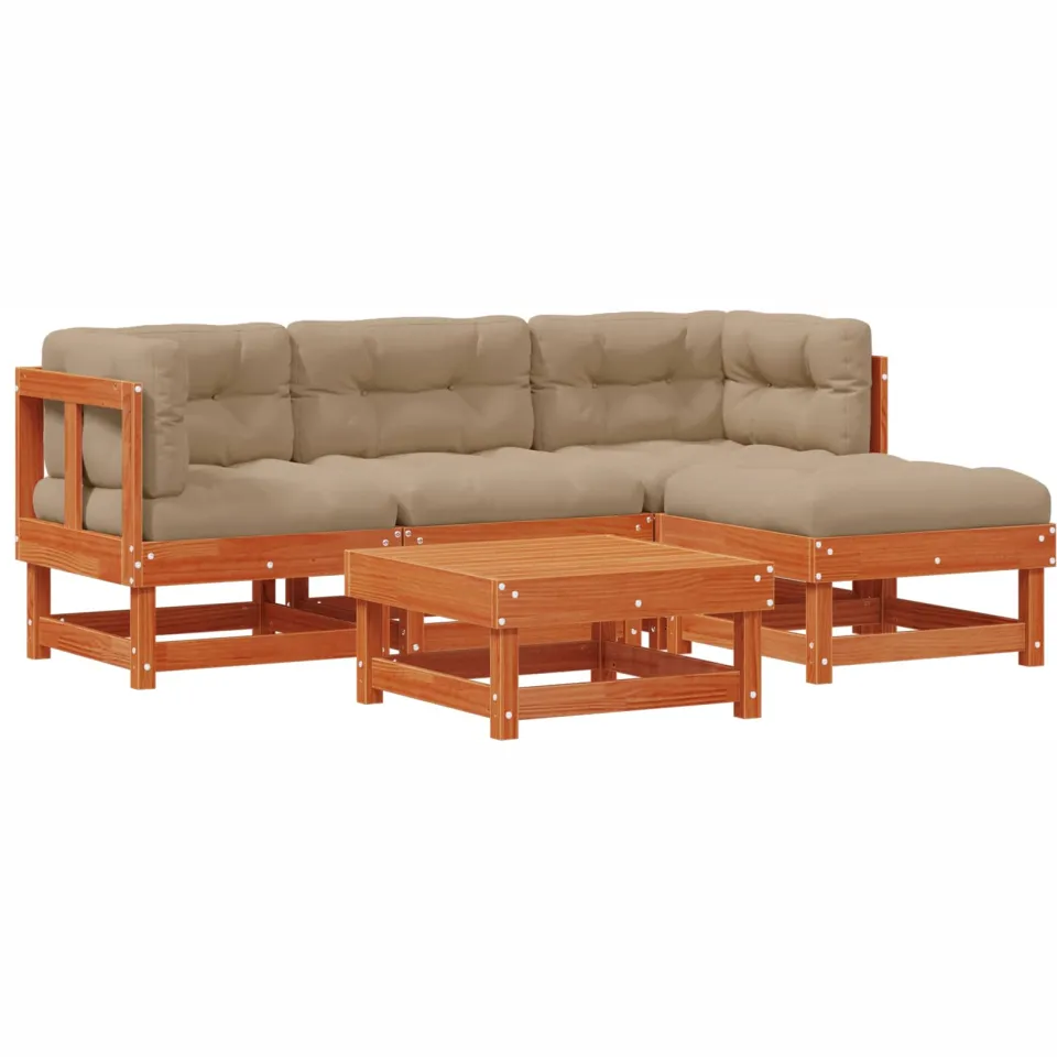 vidaXL Tuin loungeset 15 st Wasbruin Massief grenenhout