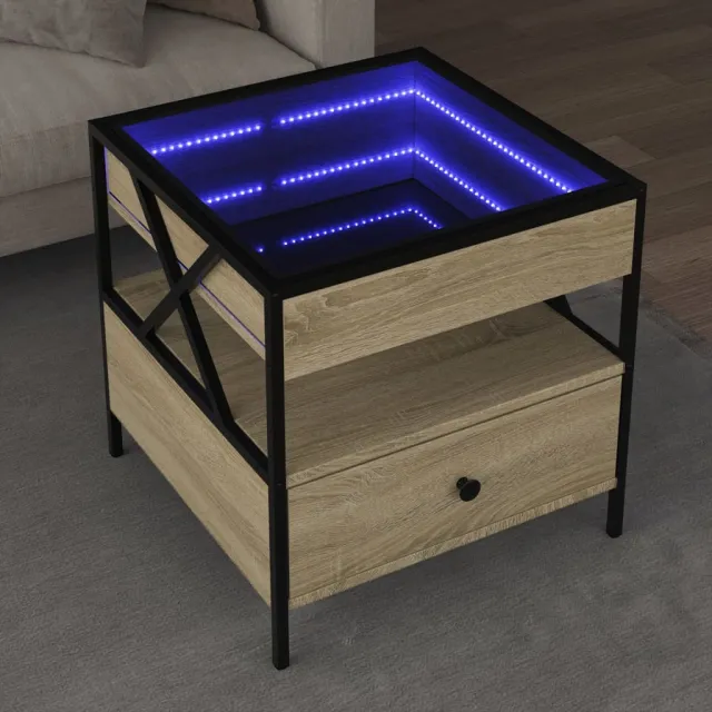 vidaXL Salontafel met Infinity LED 50x50x51 cm sonoma eikenkleurig, foto 2