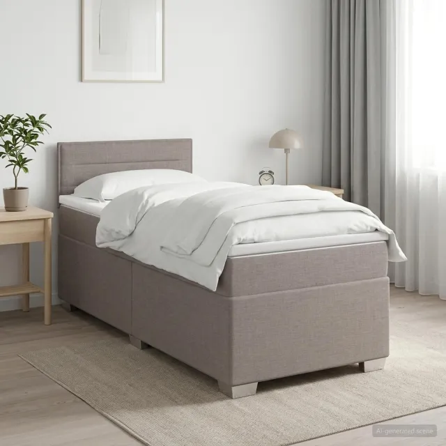 vidaXL Boxspringbed met matras met hoofdeinde Taupe 90 x 190 cm Stof