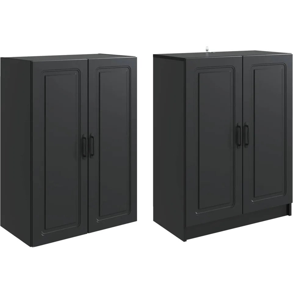 vidaXL Kastenset 2 st Zwart 66 x 34,5 x 87 cm Bewerkt hout, foto 3