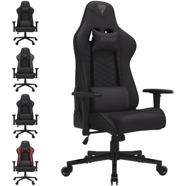 SENSE7 Spellcaster Gamestoel Stof - Ergonomische Bureaustoel - Ademend - Tot 150kg - Kussens & 2D Armsteunen - Zwart