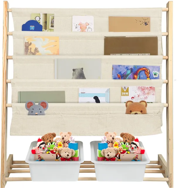 PIPIPOXER Boekenkast Kind - Kinderboekenkast - 78 × 69 × 33 cm - Boekenrek Kind Staand - Houtkleur