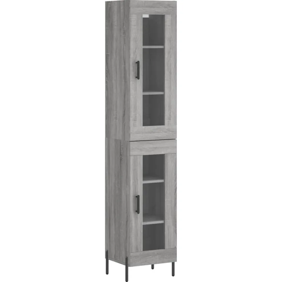 vidaXL Hoge kast 34,5x34x180 cm bewerkt hout grijs sonoma eikenkleurig, foto 3
