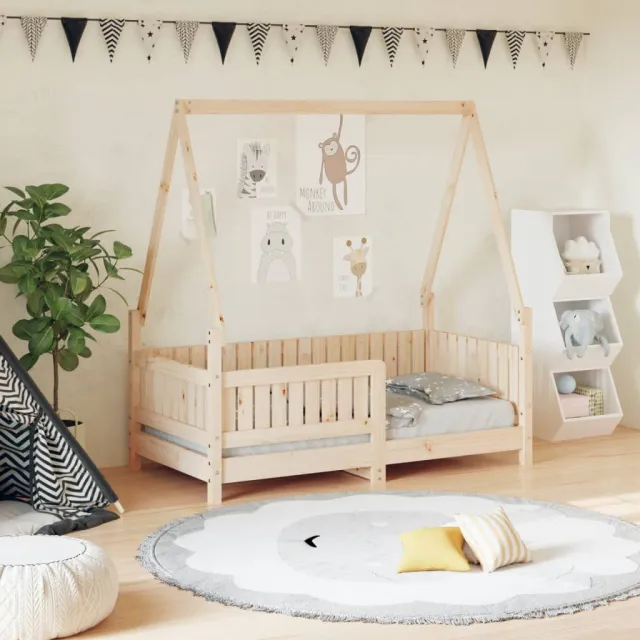 vidaXL Kinderbedframe 70x140 cm massief grenenhout bruin, foto 2