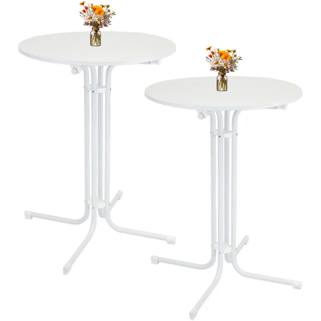 TRUTZHOLM Statafel - Set van 2 - Inklapbaar - 80 cm diameter - 110 cm hoog - Stalen onderstel - MDF blad - Draagvermogen 50 kg - Wit