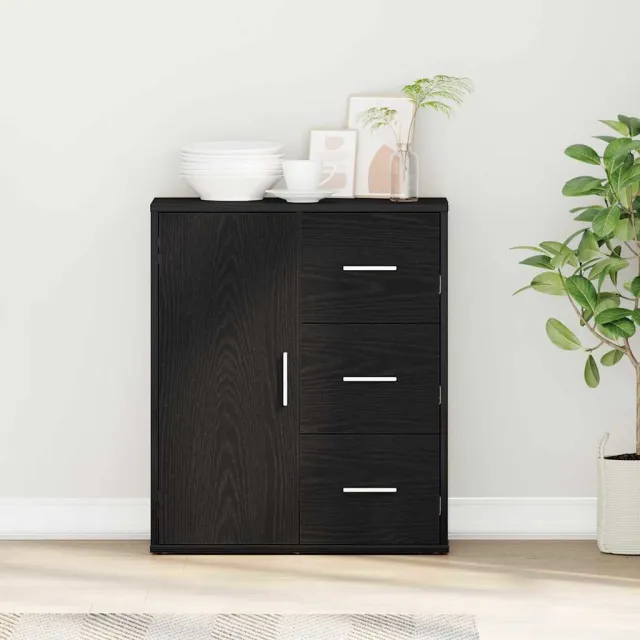 vidaXL Dressoir Zwart Eiken 60 x 31 x 70 cm Bewerkt hout, foto 2