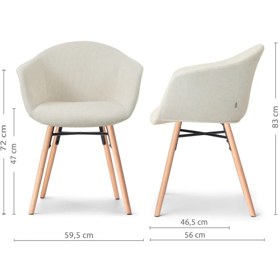 Nolon Nena-Otis eetkamerstoel cottonbeige - houten onderstel beige, foto 3