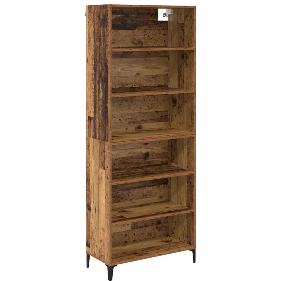 vidaXL Hoge kast Oud Hout 69,5 x 34 x 180 cm Bewerkt hout bruin, foto 3