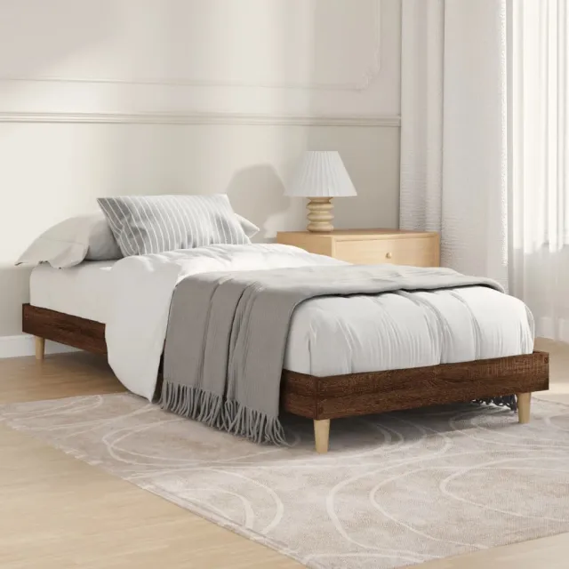 vidaXL Bedframe zonder matras bewerkt hout bruin eikenkleur 75x190 cm