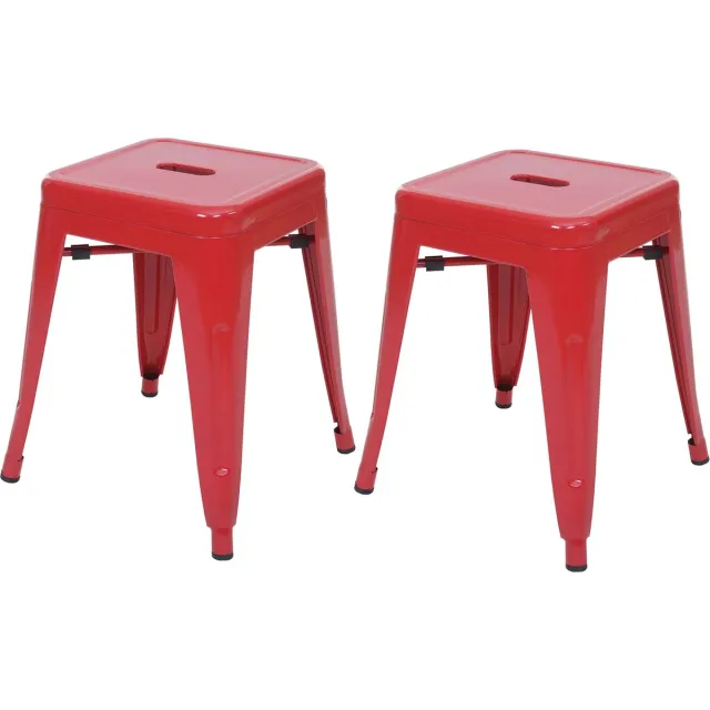 MCW Set van 2 krukken MCW-A73, metalen kruk zitkruk, metalen industrieel ontwerp stapelbaar ~ rood