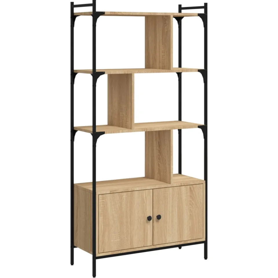 vidaXL Boekenkast met deuren Sonoma eiken 76,5x30x154,5 cm bewerkt hout, foto 3