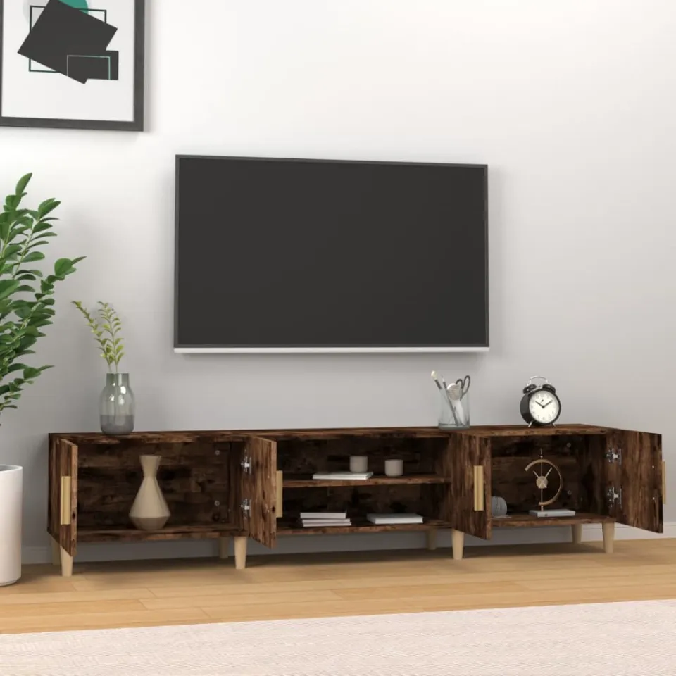 vidaXL Tv-meubel 180x31,5x40 cm bewerkt hout gerookt eikenkleurig, foto 3