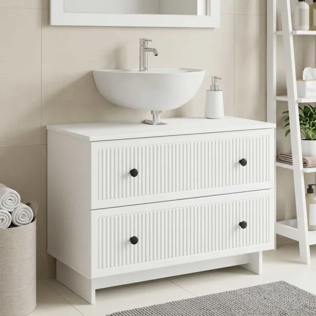 vidaXL Badkamer wastafelkast EDE Wit 82 x 41 x 59 cm Bewerkt hout, foto 2