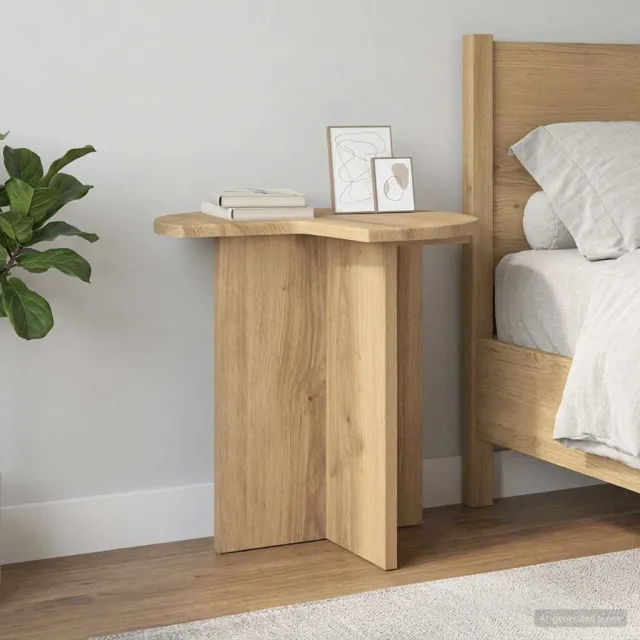 vidaXL Bijzettafel Artisanaal eiken Ø 39 x 38 cm Bewerkt hout Bruin
