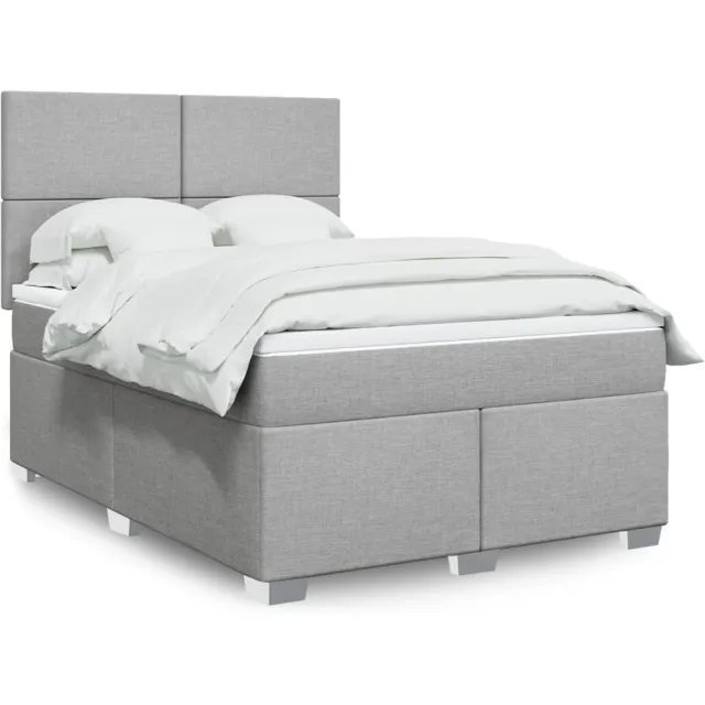 vidaXL Boxspring met matras stof lichtgrijs 140x200 cm grijs