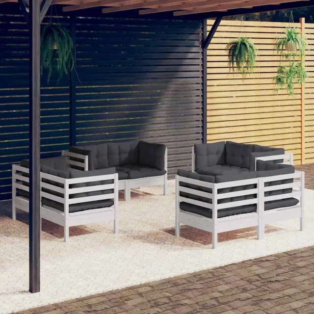 vidaXL 8-delige Loungeset met antracietkleurige kussens grenenhout, foto 2
