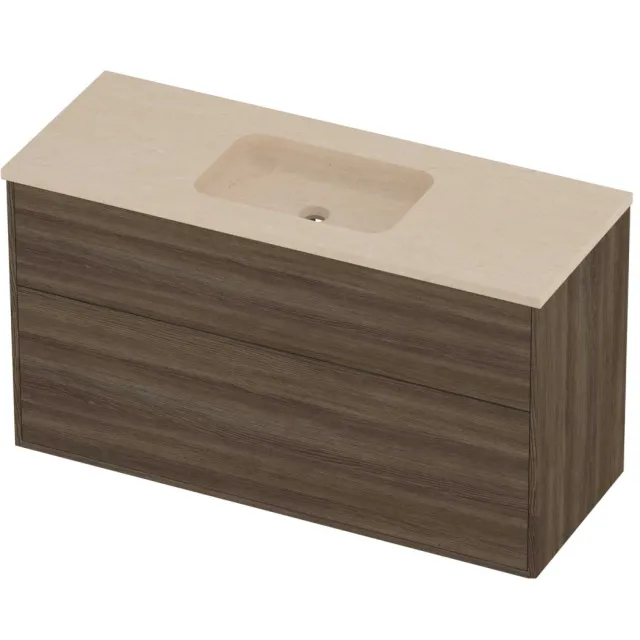 Proline Rollo Badmeubelset Hardsteen Elegant Asymmetrisch 120x46x67 cm Sand Stone Vital Oak Eiken