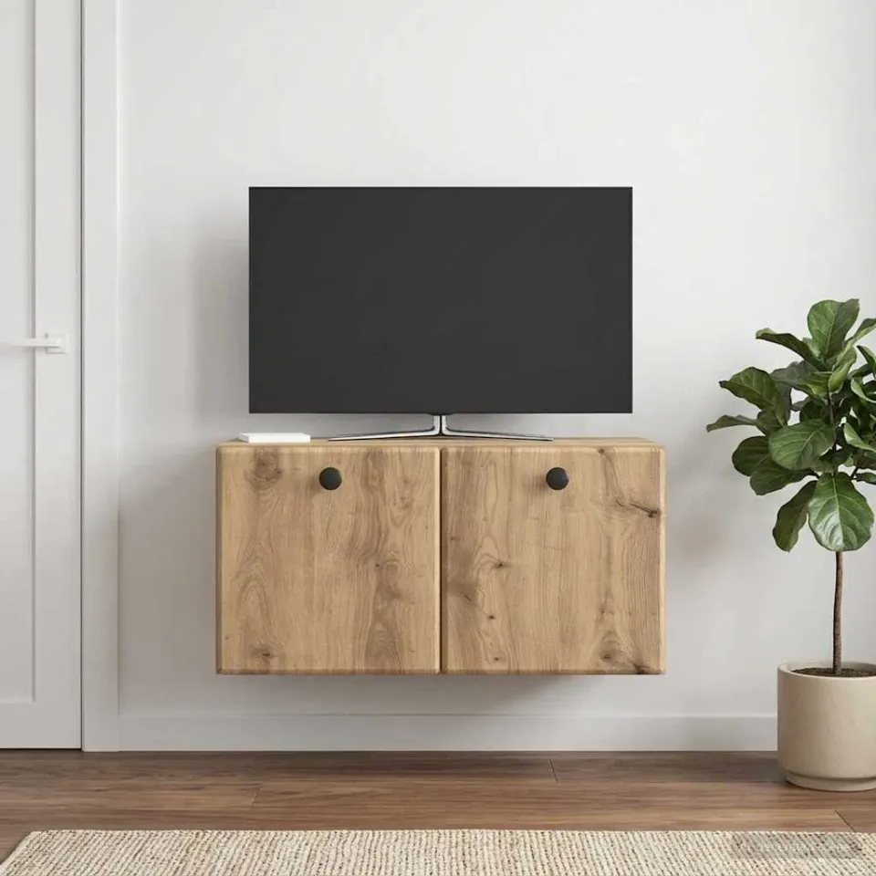 vidaXL Wandbeugel TV-kast 59,5 x 31 x 30 cm Artisanaal eiken, foto 4