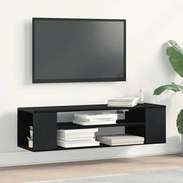 vidaXL TV-kast 100 x 30 x 26,5 cm Zwart Eiken Bewerkt hout