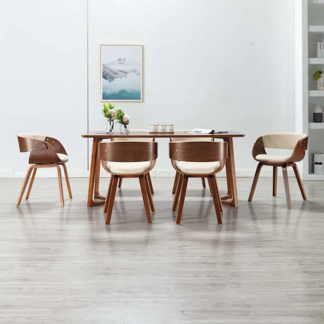 vidaXL Eetkamerstoelen 6 st gebogen hout en kunstleer crème, foto 2