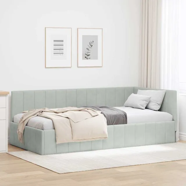 vidaXL Hoekbedframe Lichtgrijs 90 x 190 cm fluweel