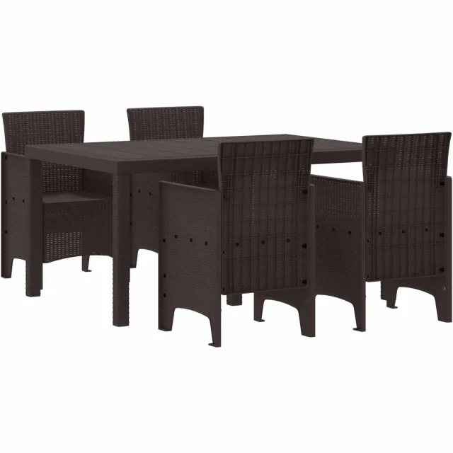 vidaXL Tuin Eetset 5 st Bruin Polt riet
