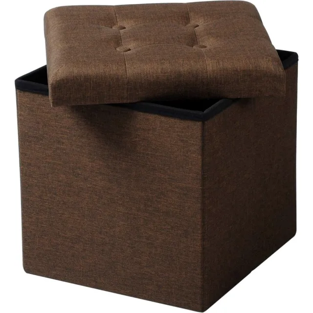 Saphly Poef 50x35x45cm Bruin - Stof, Opbergbank Poef en Zitkist - Voor Dagelijks Gebruik, Thuis en Professioneel Gebruik