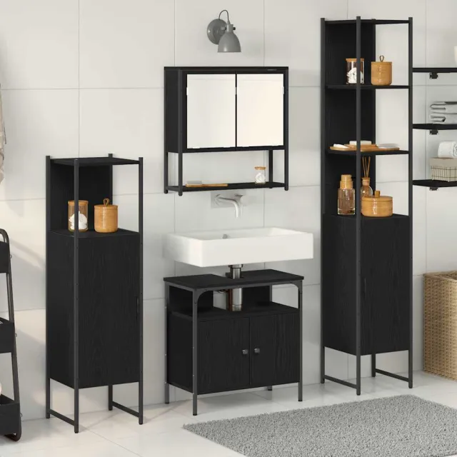 vidaXL Badkamermeubelset 4 st Zwart Eiken 33 x 33 x 185,5 cm, foto 2