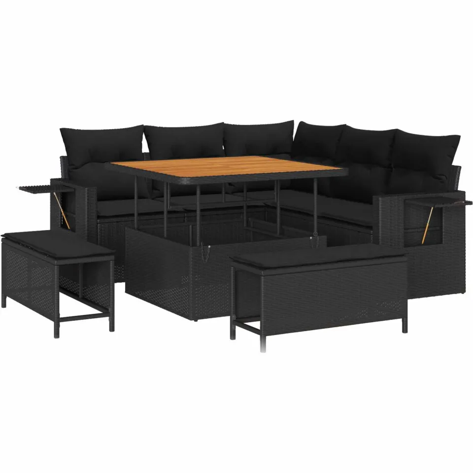vidaXL Tuin Sofa Set 8 st Zwart poly rattan
