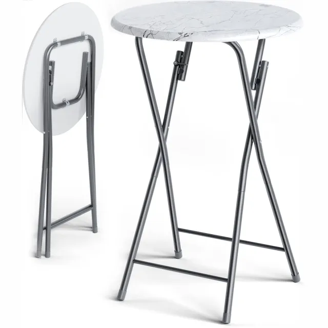 Casaria Statafel Inklapbaar - 60x110cm Metaal MDF Houtlook - Wit Wit en zilver