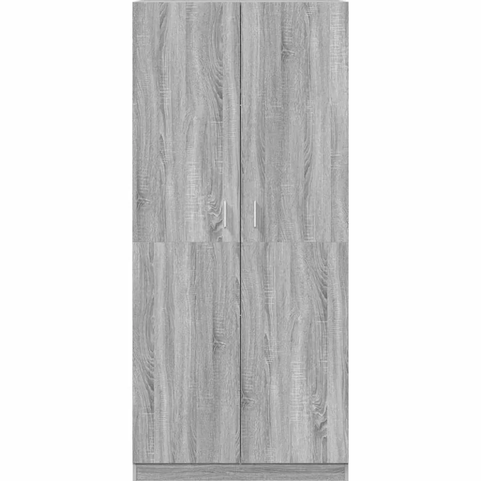 vidaXL Kledingkast 90x52x200 cm bewerkt hout grijs sonoma eikenkleurig, foto 4