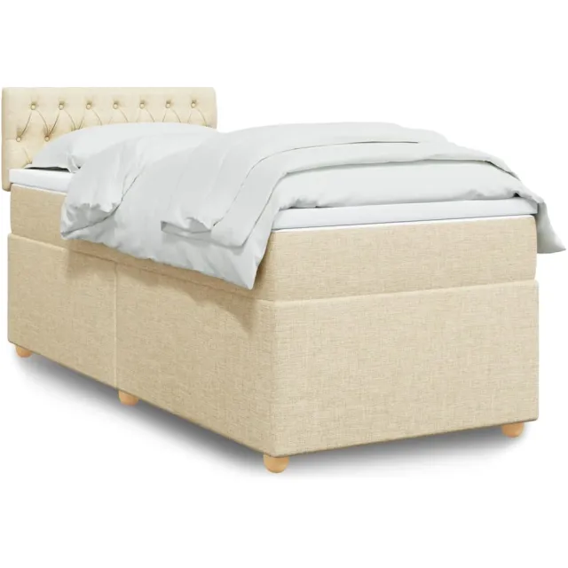 vidaXL Boxspring met matras stof crèmekleurig 90x190 cm