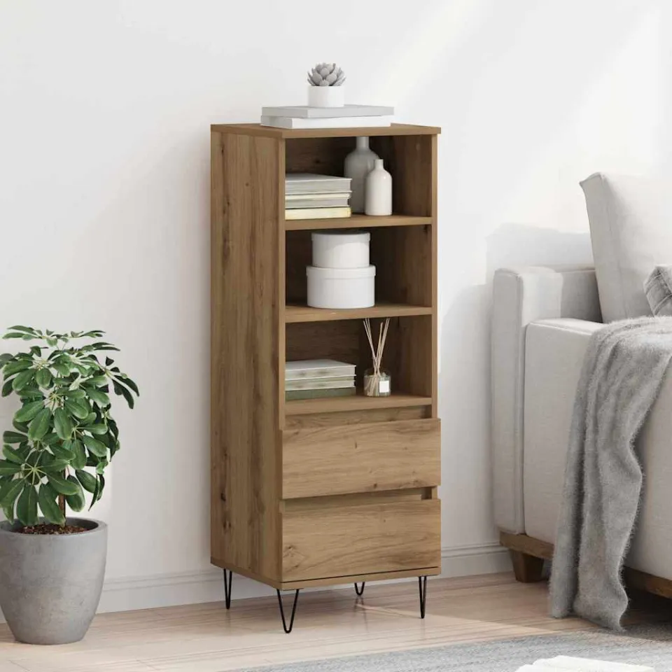 vidaXL Highboard Artisan Eiken 40 x 36 x 110 cm Bewerkt hout, foto 3