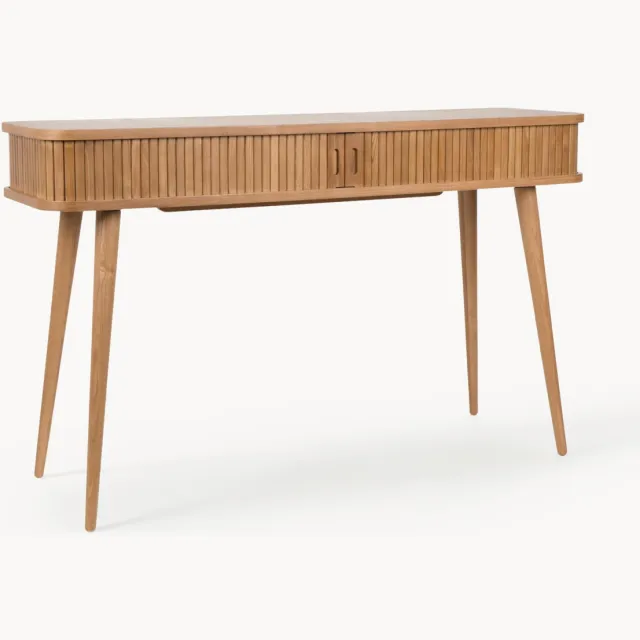 Zuiver Houten wandtafel Barbier met geribde voorkant Beige